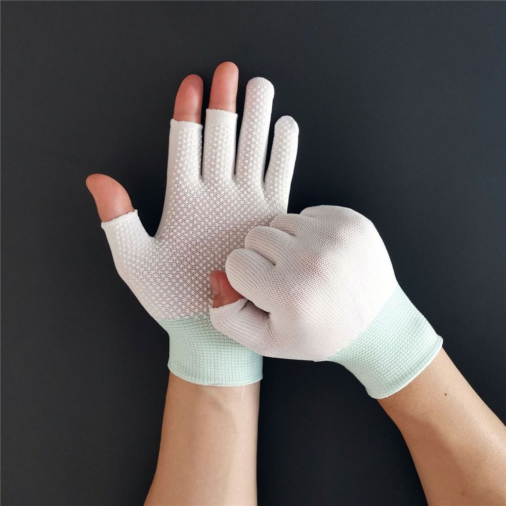 Cool Stretch Sunscreen Driving Mittens Open/Half Fingers Sun Protection Anti-Slip Fishing Gloves