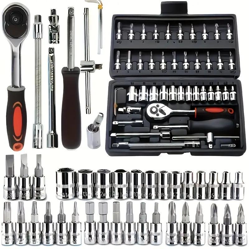 Auto Repair Sleeve Combination Toolbox Ratchet Wrench Batch Combination Screwdriver Set 46-piece Set
