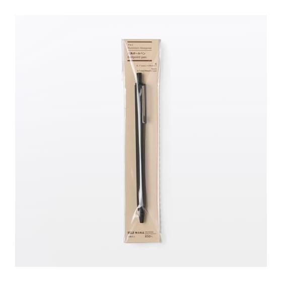 MUJI Aluminum Hexagonal Ballpoint Pen, Black, 0.7mm Needle Tip, 23079945