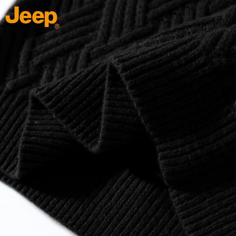 Jeep Men's Winter Thick Round Neck Knitted Sweater