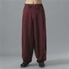 Men's Summer Cotton-Linen Wide-Leg Elastic Waist Pants
