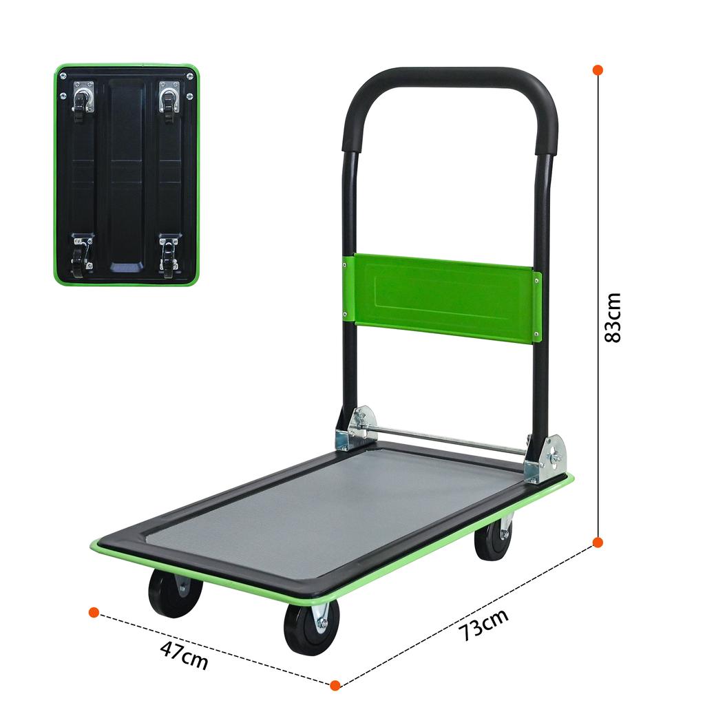 Platform Cart, 330 lb Load Capacity Platform Trolley with 360-Degree Swivel Casters, Foldable for Loading and Storage, Storage Use - Green