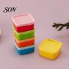 Cute Macaron Colored Boxes 5Pcs Mini Storage Box with Lids, Stackable Plastic Containers, Reusable Containers Heart/Square/Flower Shape Food Organizer