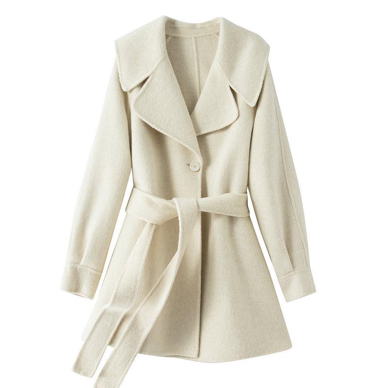 Tian Si haină medie din cașmir cu două fețe pentru toamnă și iarnă, nouă, coreeană, cu guler bleumarin, pentru bărbați mic