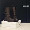 Cowhide Version~ Niche New Platform Knight Boots Leather Buckle Locomotive Boots Retro British Martin Boots Western Boots