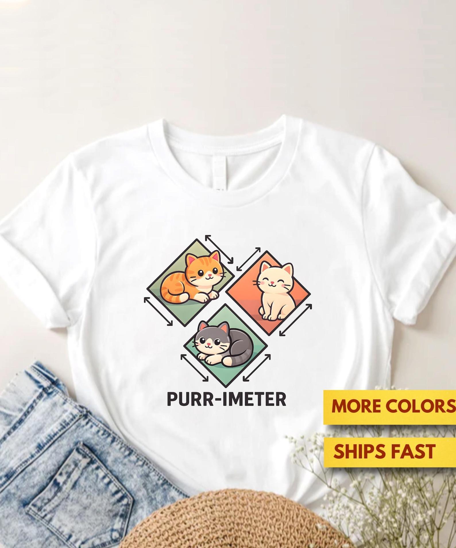 Cute Purr-imeter Cat Pun Math Shirt, Funny Cat Lovers Pun GifT shirt, Cute Cat Pun Sarcasm Shirt, Math Lovers GifT shirt, Soft Premium Tee L