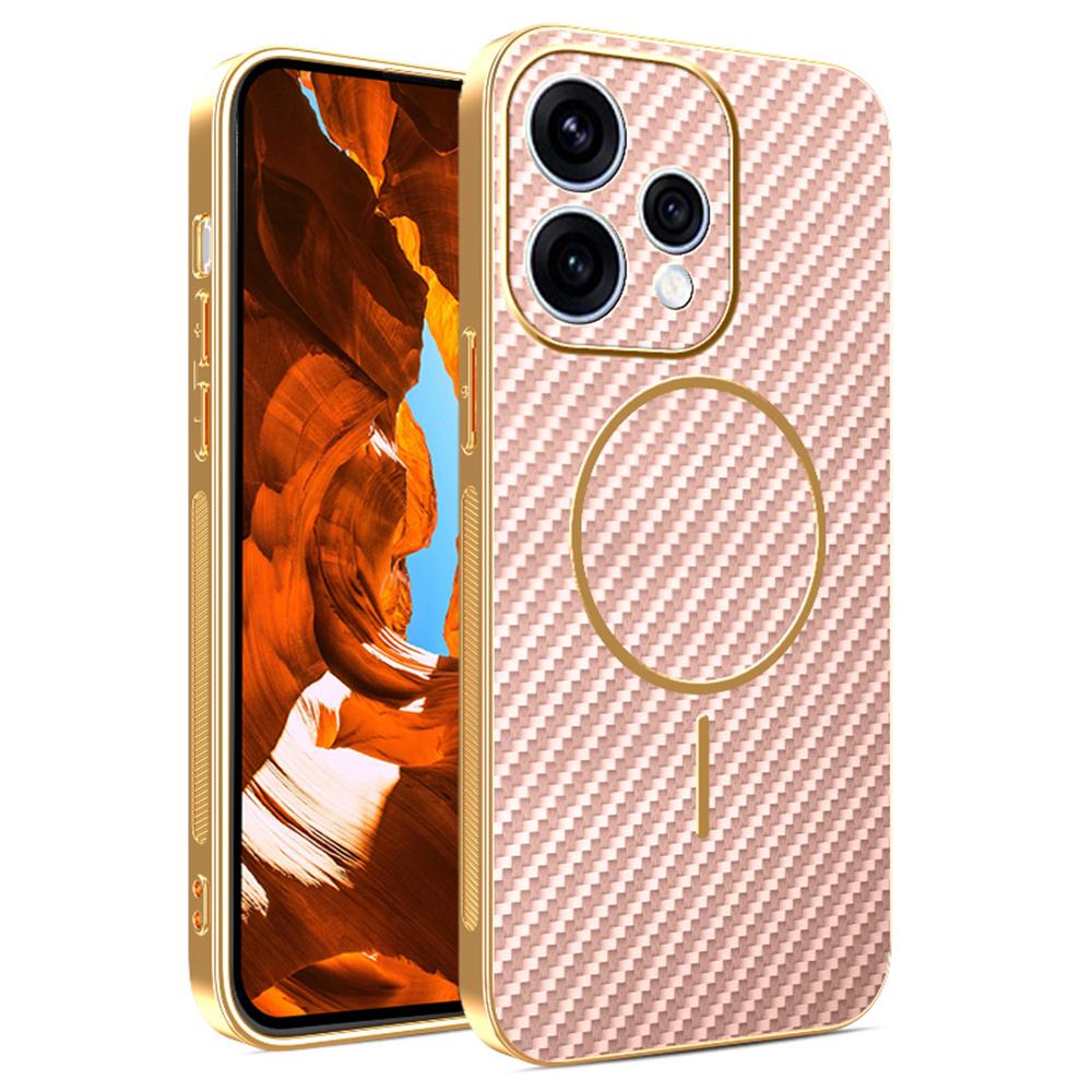 

Phone Case For Oppo Reno15 5G (Global) / 15c 5G (China) Carbon Fiber Textured Electroplated TPU Phone Back Cover