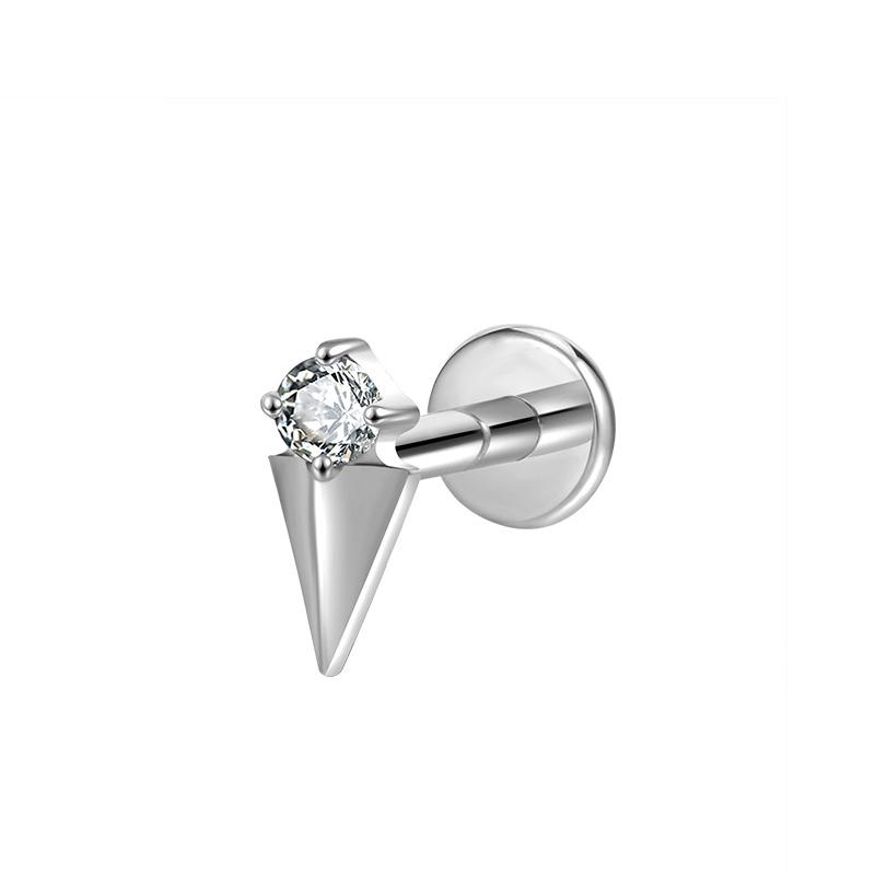 Hot Sale Body Jewelry: Titanium Labret Flatback Tragus Earring Stud Internal Thread Zircon Rings