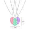 Lovecryst 3Pcs/set Cute 3-color Heart Broken Stitching Magnetic Best Friend Necklace for Girls BFF Friendship Jewelry Gift