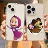 Masha And The Bear Phone Case For iPhone17,16,15,14,13,12,11 Plus,Pro Max Soft Transparent Cover