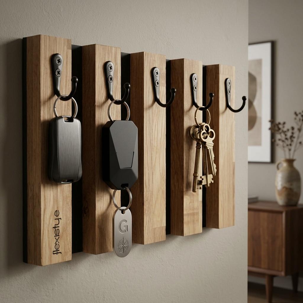 Wooden Key Hanger Lamele 30cm