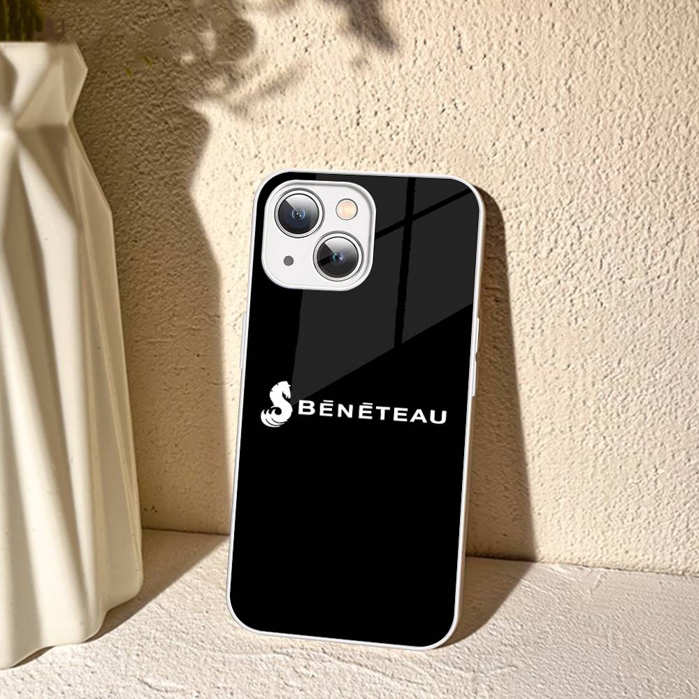 

B-BENETEAU Logo Tempered Glass For Iphone 14 13 12 11 Pro Mini XS MAX 14Plus X XS XR Cover iphone 11 pro