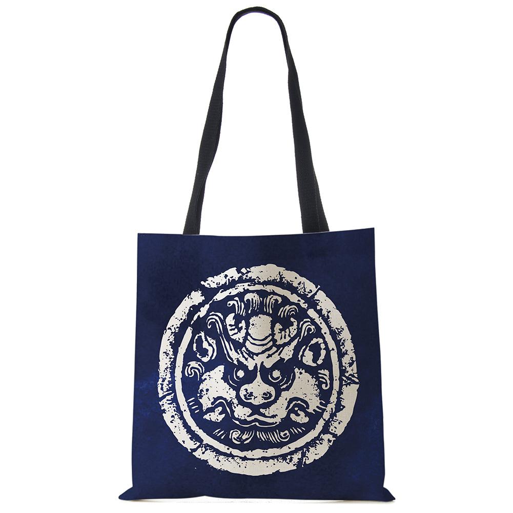 Vintage Print Casual Shoulder Bag Flowers Leaves Women Shopping Reusable Handbag Large Capacity Canvas Travel Beach Tote Bags CLE