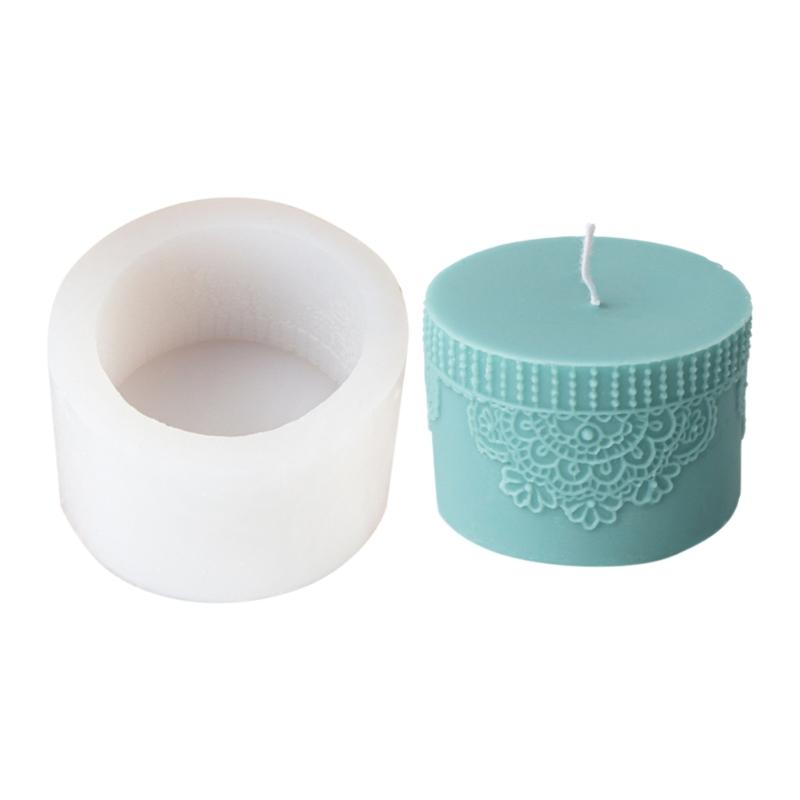 Embossed Lace Cylinder Candle Silicone Mold Epoxy Resin Ornament Mould Handmade Jewelry for Aromatherapy Enthusiasts