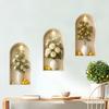 Gráficos de Parede de Plantas Artísticas 3 Peças Adesivos de Flores Arqueados, Decalques Florais Estilo Boho, Papel de Parede Autoadesivo de PVC para Arco 2D