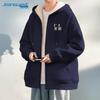 JEANSWEST Men's Thickened Lamb Fleece Hooded Cardigan Jacket