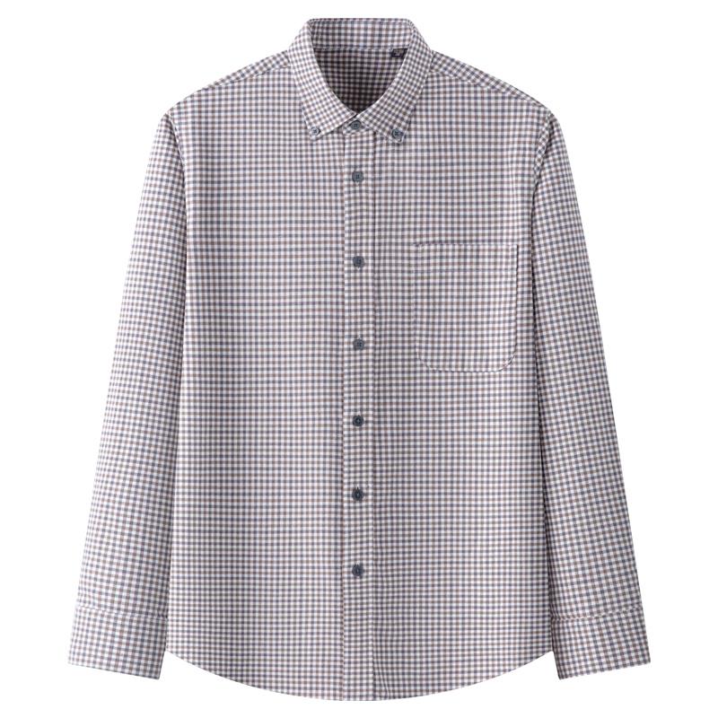 New Pure Cotton Brushed Men Casual Plaid Shirts Long Sleeve Soft Autumn Checked Design Business Male tops with pocket
