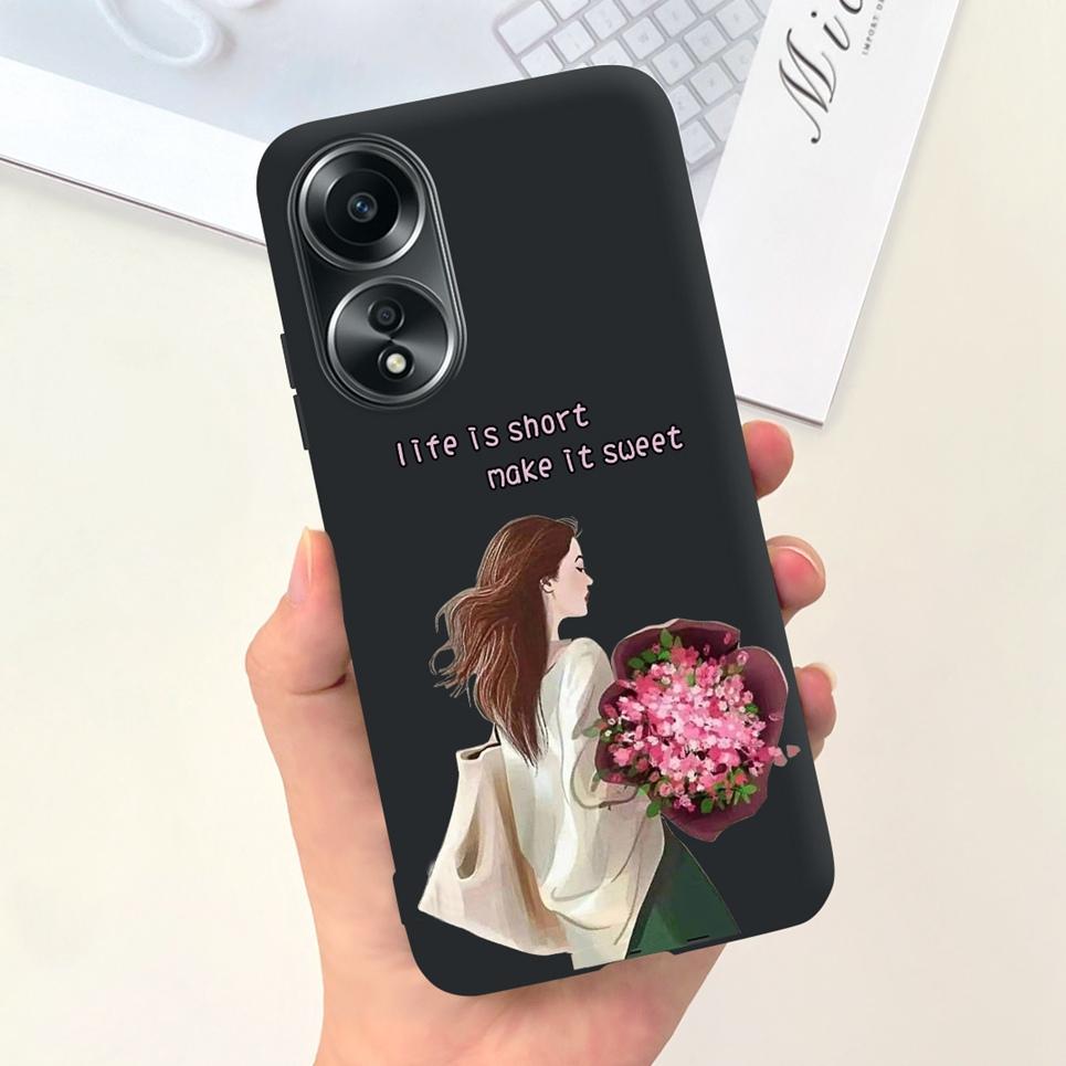 For Oppo A58 4G Back Cover Beauty Flower Girl Fashion Jelly Phone Case For Oppo A58 4G CPH2577 OppoA58 A 58 Coque Etui Soft TPU
