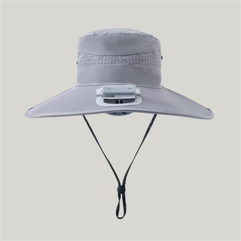Rechargeable Outdoor Fisherman Hat Built In Fan Solar Charging Lightweight Breathable Sun Protection For Men Women