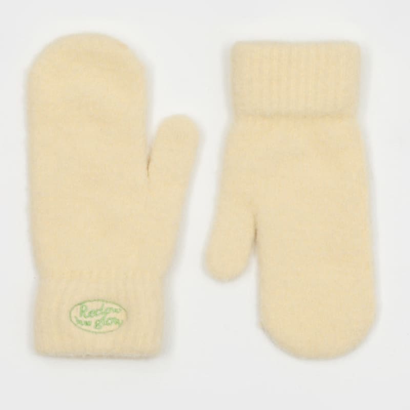 RECLOW FLUFFY LOGO MITTEN GLOVE LEMON