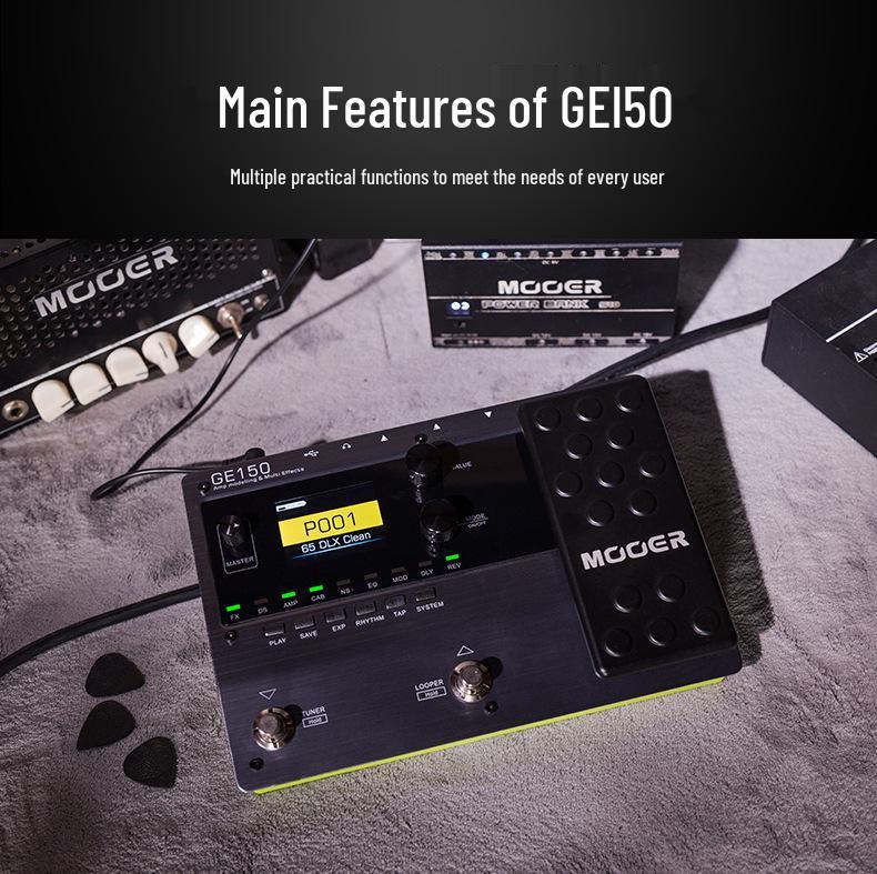 MOOER GE150 Guitar Multi-Effects Pedal with 9 Effect Types & Amp Simulation