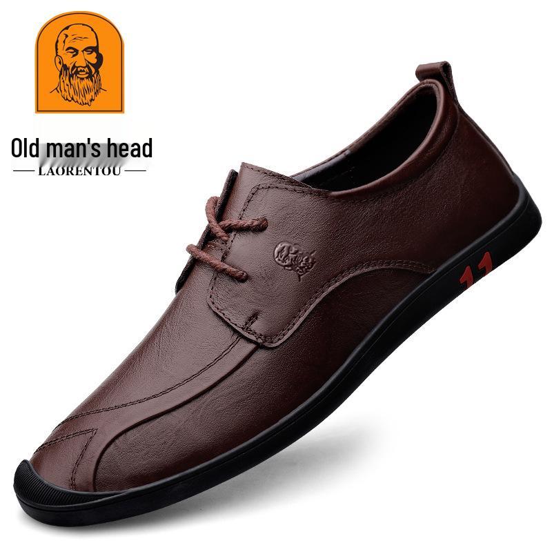 Men s Leather Lace-up Patchwork Loafers - Breathable Soft Sole for Seniors 46