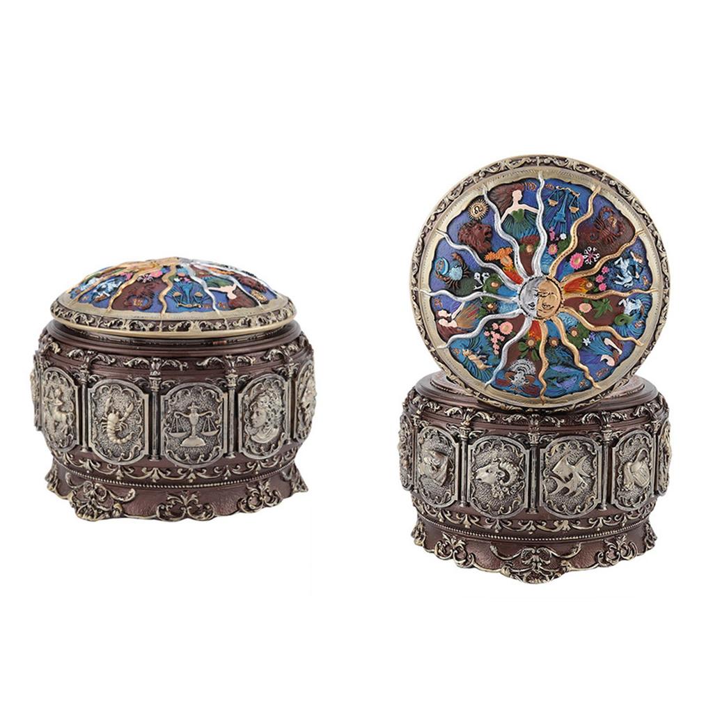 Vintage Music Box with 12 Constellations Rotating Goddess Twinkling LED Light