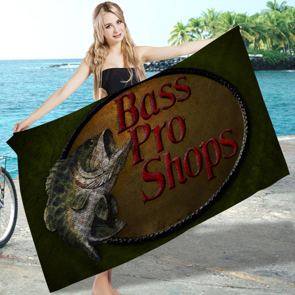 Fiskemärke Bass-Pro-Shops Badlakan Mikrofiber Mjuk Vattenabsorberande Andningsbar För Flickor Barn Dekorativ Tecknad Strandhandduk
