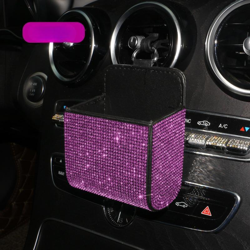 Car Storage Bag Air Vent Dashboard Tidy Hanging Leather Organizer Box Glasses Phone Holder Storage Organizer Car Accessories
