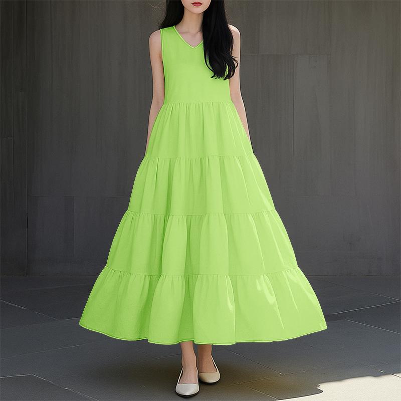 

ZANZEA Женское повседневное платье-майка без рукавов с V-образным вырезом, свободного кроя 4XL зелёный