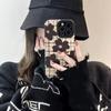INS Black Camellia Silicone Leather Phone Case For iPhone 11 12 13 14 15 Pro Max Mini SE X XS Max XR 8 7 Plus Shockproof Cover