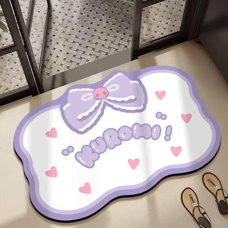 Cute Bowknot Diatomaceous Earth Bathroom Mat - Water Absorbent, Non-Slip, Ideal for Toilets & Entrances