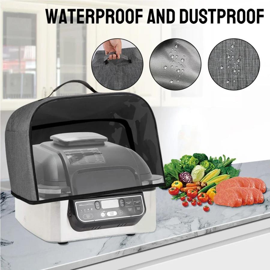 Durable Kitchen Dust Cap with Storage Pockets Air Fryer Hood for Ninja Foodi Grill Household Bread Baking Toaster Cover