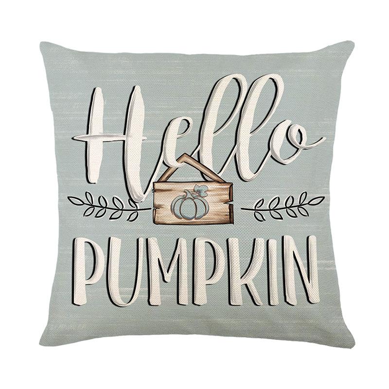 Autumn Pumpkin Pillow Cover Harvest Series Polyester Letter Print Sofa Decorative Cushion Cover Bedroom Cushion