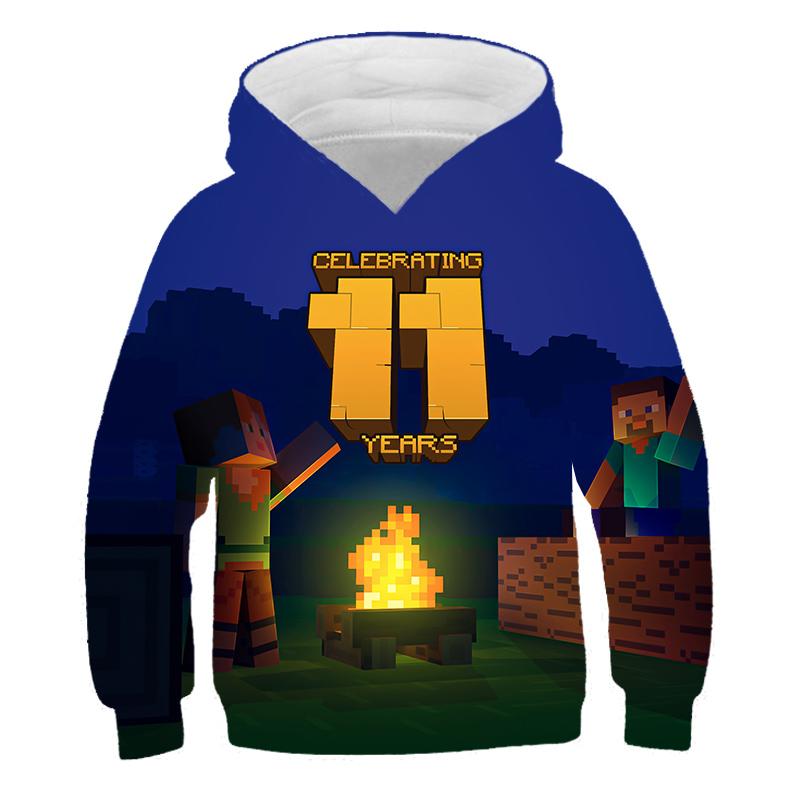 2025 Nové Minecraft Pop Mikiny Dětské T Mikina Kawaii Zombie Kreslené Chlapecké a Dívčí Topy Oblečení 4 5 6 7 8 9-14 Let