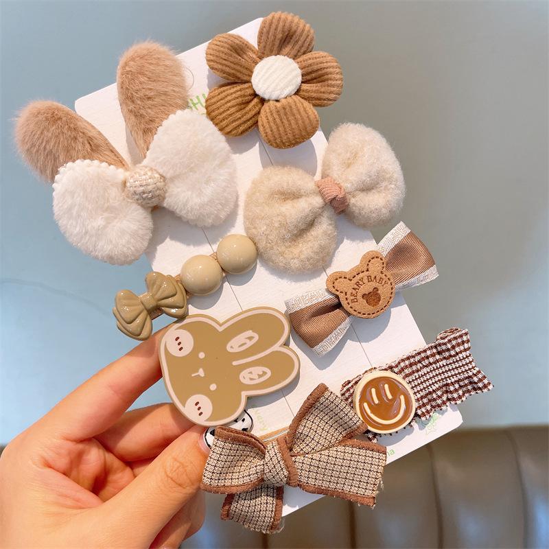 Milk Coffee Color Bow Hair Ties - No Damage Elastic Bands for Little Girls