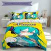 3pcs Custom Name Hatsune Miku Set,Includes 1 Duvet Cover and 2 Pillowcases,All-season Bedroom Decor