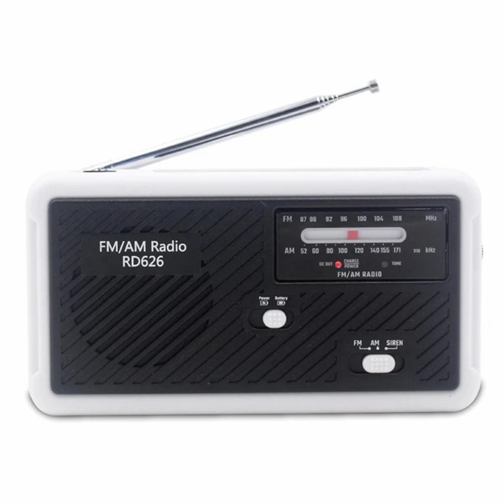 

RD626 Outdoor Solar Power Hand Crank AM/FM Radio LED Flashlight 1200mAh Power Bank Black