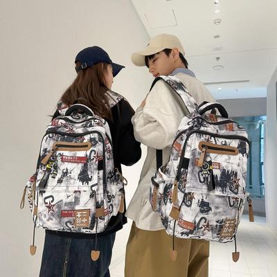 Zaino Scolastico per Studenti Zaino in Nylon Grande Capacità Zaino Graffiti