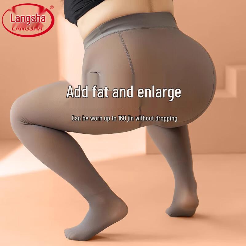 

Langsha Women s Plus Size Fleece Lined Sheer Tights One Size