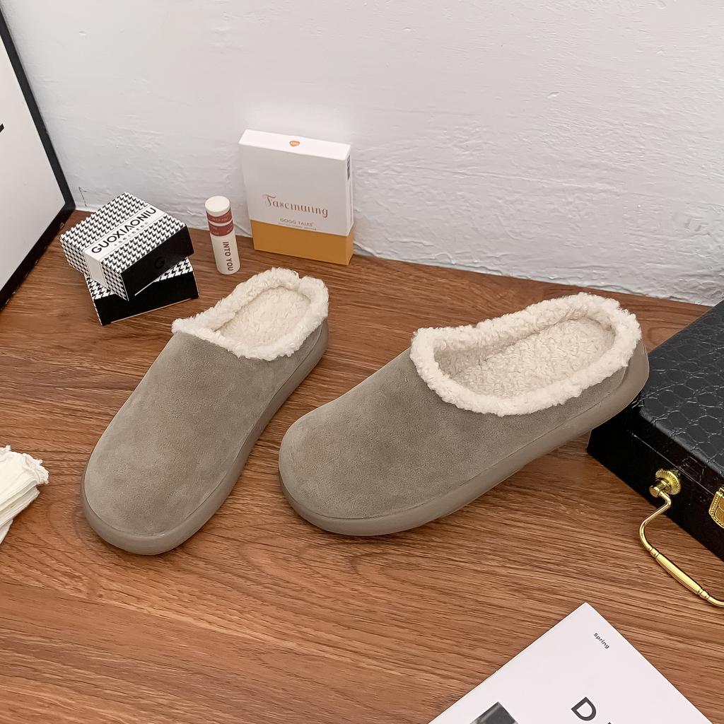 Grape Mother Internet Celebrity Thick-soled Fluffy Shoes Comfortable Thick-soled Boken Slippers Women Wear High-end Snow Warm Shoes