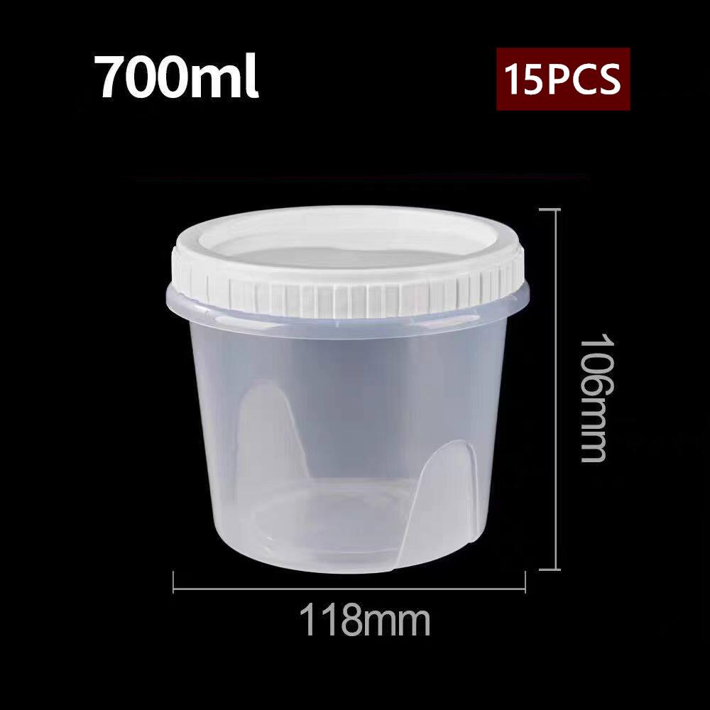 15PCS Food-grade PP Material Preservation Box Round Plastic Fruit Salad Box with Screw Cap Picnic Food Box Dessert Cup