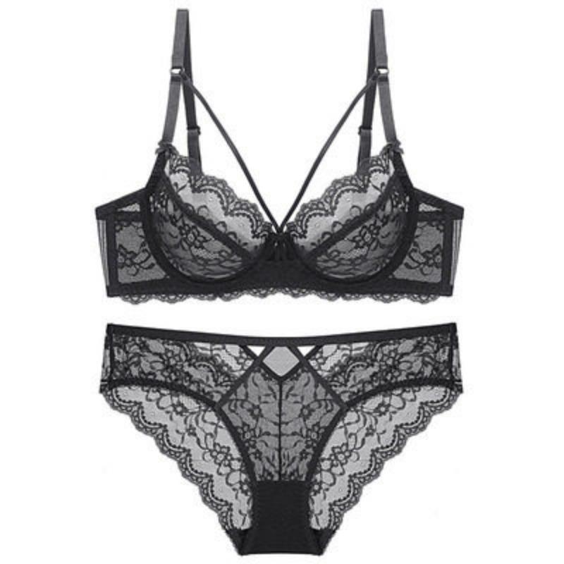 French Sexy Ultra‑Thin Sheer Lace Bra,Minimizer Brassiere for Large Bust Women