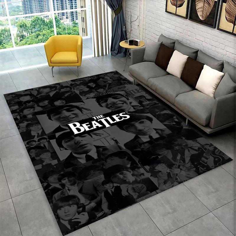 The B-Beatles Rock Band Star Carpet Rug for Playroom Bedroom Living Room Sofa Home Decor,kid Game Area Rug Non-slip Floor Mat