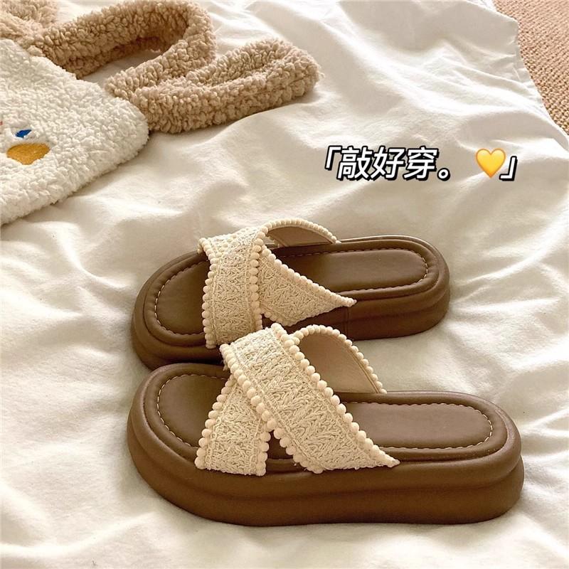 New summer platform slippers female new fairy outer sandals holiday flat beach shoes