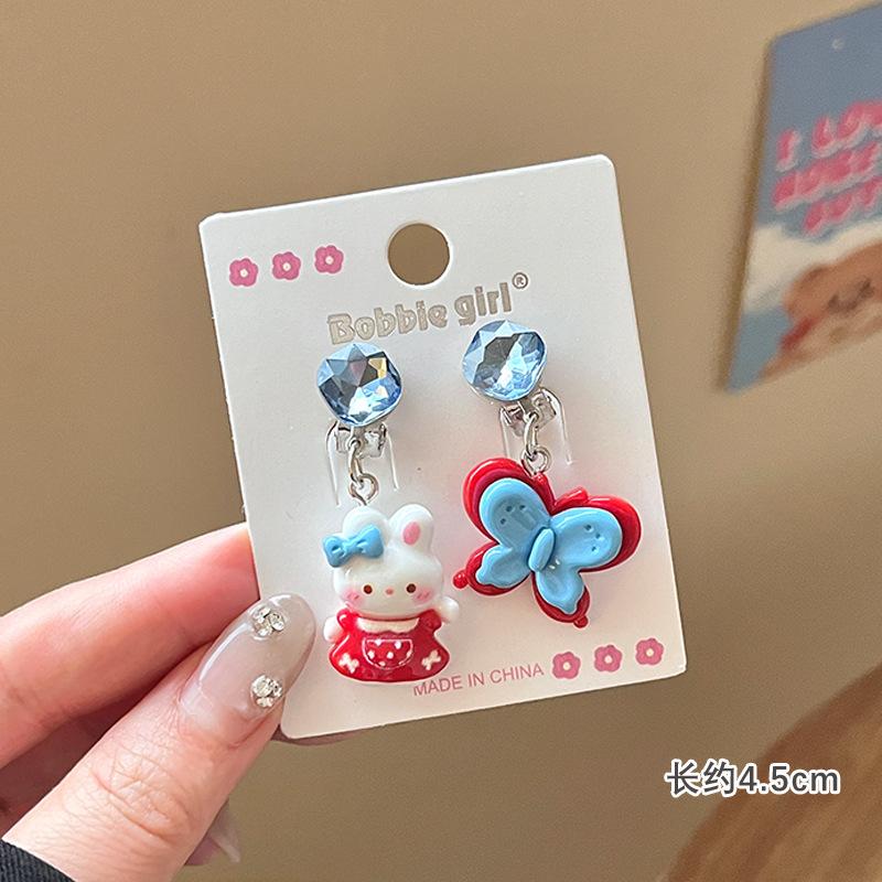 Children'S Ear-Free Ear Clips, Cute Girls' Pain-Free Earrings, Earrings, Cartoon Cartoon Girl Earrings, Jewelry.