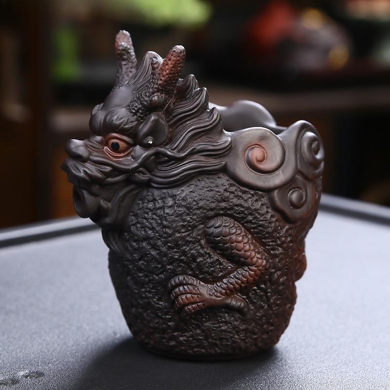 Purple Pottery Pixiu Handmade Tea Set, Kung Fu Tea Set, Fair Filter, Purple Clay Tea Ceremony Accessories