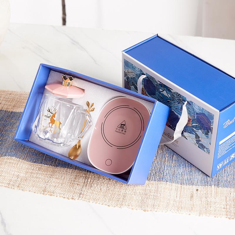 Ceramic 55° Temperature-Control Mug Set with Lid & Gift Box