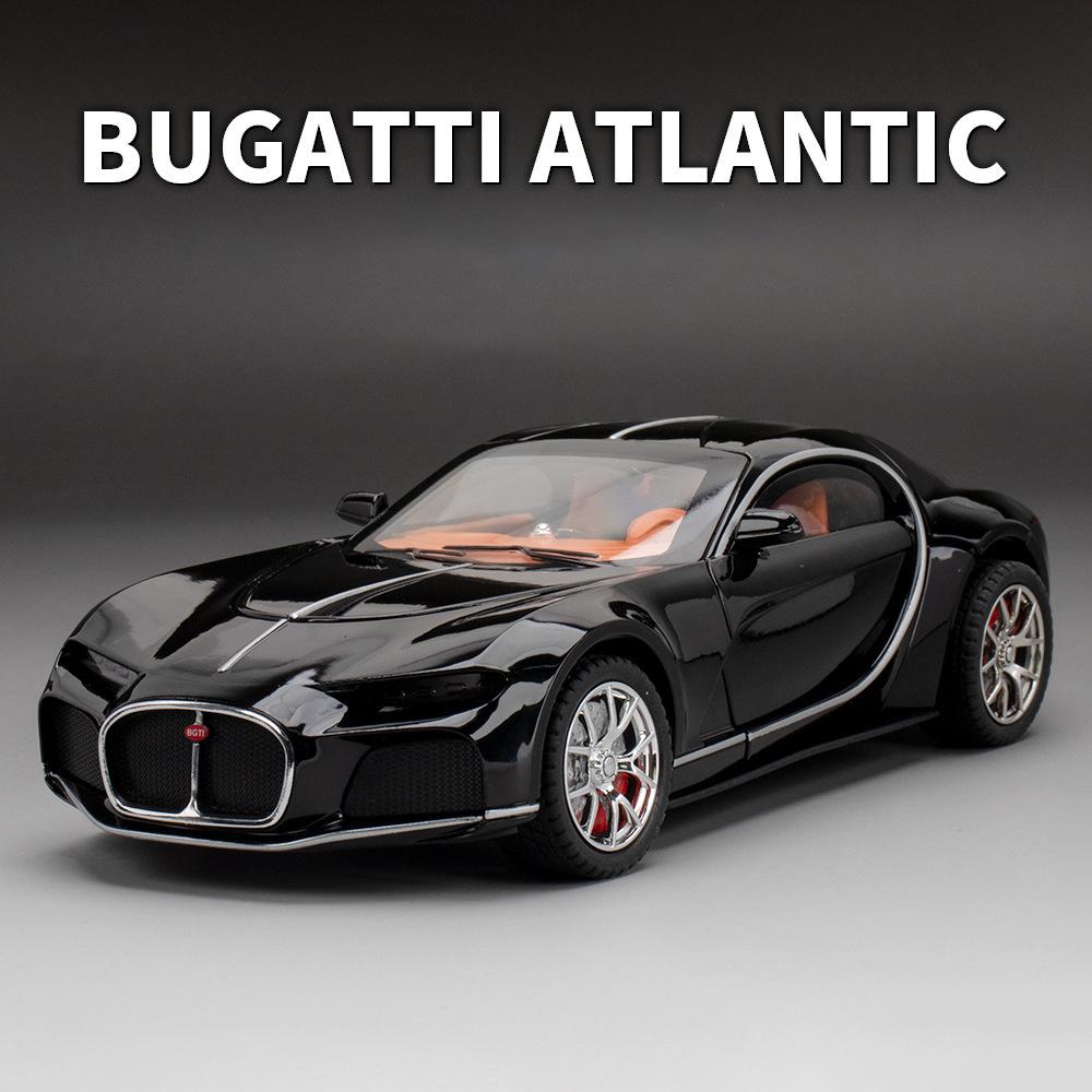1/24 Bugatti Atlantic Supersportwagen Legierung Spielzeugauto Modell Radlenkung Sound und Licht Kinderspielzeug Sammlerstücke Geburtstagsgeschenk