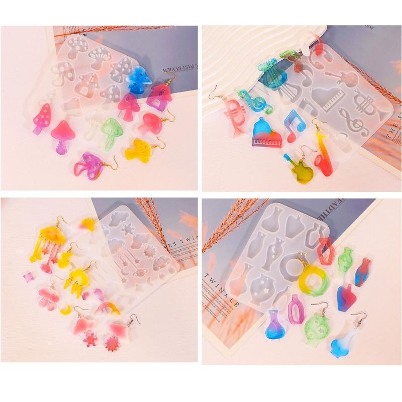 Crystal Resin Silicone Mold Geometric Mushroom Cloud Shaped Pendant Molds for Earrings Listing Ornament Making Charm DIY